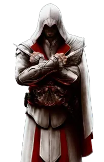 🔪 Ezio Auditore da Firenze Assassin's Creed video game, assassin, hidden blade, hood, ezio telegram sticker