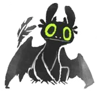 😐 Toothless How to Train Your Dragon dragón, lindo, dibujos animados, negro, animal, furia nocturna telegram sticker