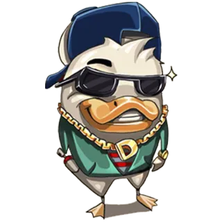 😤 pato, desenho animado, personagem, legal, óculos de sol, chapéu, corrente whatsapp sticker