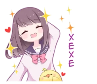 🌟 XEXE Anime, Lindo, Dibujos animados, Brillos, Chica, Feliz telegram sticker
