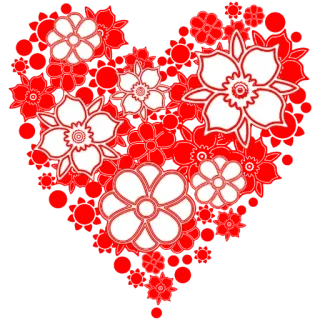 ❤️ сердце, цветы, красный, белый, любовь, цветочный telegram sticker
