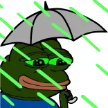 😔 Pepe the Frog pepe, grenouille, triste, parapluie, pluie whatsapp sticker