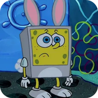 🐰 Spongebob spongebob, cartoon, sad, bunny, easter, nickelodeon telegram sticker