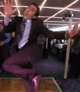 🌟 Michael Scott The Office tanzen, lustig, witzig, fernsehsendung, party telegram sticker