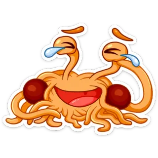 😂 Flying Spaghetti Monster Monstre en spaghetti volant, Pastafarisme, religion, dessin animé, pâtes, humour telegram sticker