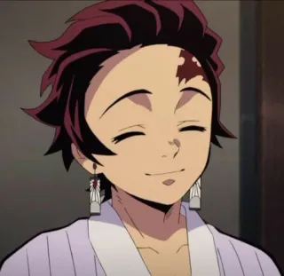 ☺️ Tanjiro Kamado Demon Slayer Tanjiro, Demon Slayer, anime, mangá, personagem, sorrindo, gentil whatsapp sticker