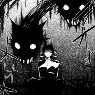 🖤 anime, manga, dark, creepy, horror, shadow, character, monster telegram sticker