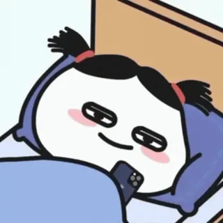 😂 desenho animado, telefone, menina, cama, sono, arte digital whatsapp sticker