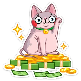 🤑 cat, money, lucky cat, wealth, fortune, success telegram sticker