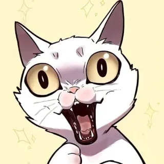 😃 고양이, 귀여운, 만화, 동물, 웃긴, 흰 고양이, 귀여워 telegram sticker