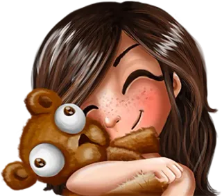 😊 menina, ursinho, fofo, desenho animado, sardas, feliz telegram sticker