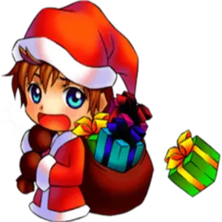 🎁 navidad, papá noel, anime, lindo, regalos, dibujos animados telegram sticker