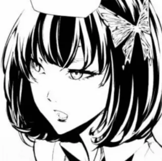 🪄 Anime, Manga, Gadis, Hitam putih, Seni, Gambar telegram sticker