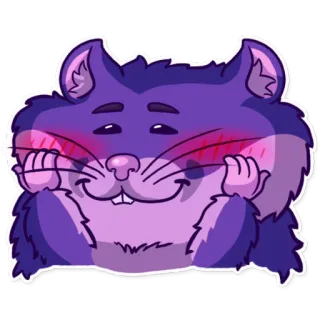 😊 хомяк, милый, животное, краснеющий, фиолетовый, стикер telegram sticker