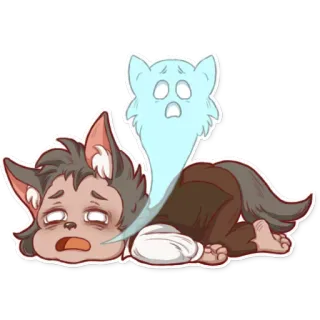 😵 wolf, geist, tier, traurig, cartoon, sticker whatsapp sticker