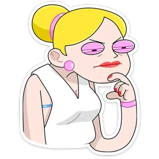 😒 การ์ตูน, ผู้หญิง, คิด, ตัวละคร, ภาพประกอบ telegram sticker