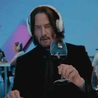 😭 Keanu Reeves keanu reeves, acteur, vin, écouteurs telegram sticker