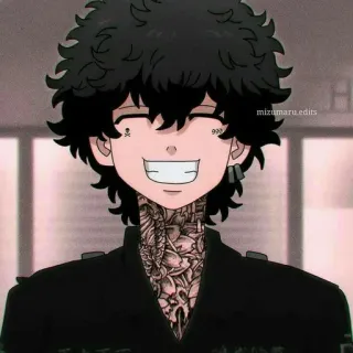 🥀 animé, personnage, tatouages, souriant, boucle d'oreille telegram sticker