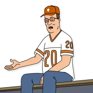 😠 Hank Hill King of the Hill texas, fútbol, dibujos animados, enojado, sentado whatsapp sticker