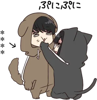 😚 ぷにぷに Anime, Cartone animato, Kawaii, Carino, Cane, Gatto telegram sticker