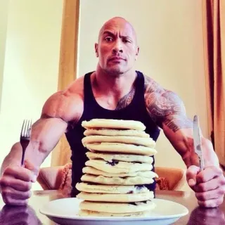 🥞 Dwayne Johnson crêpes, The Rock, Dwayne Johnson, nourriture, petit déjeuner whatsapp sticker