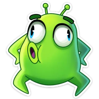 🐔 Alien, Dibujos animados, Verde, Divertido, Sticker, Criatura telegram sticker