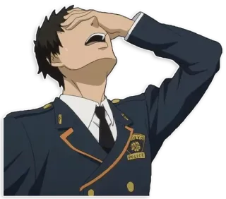 🤦 policía, anime, facepalm, frustración, dibujo animado, personaje telegram sticker