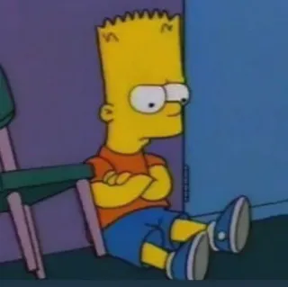 😤 Bart Simpson The Simpsons การ์ตูน, บาร์ต ซิมป์สัน, เดอะซิมป์สันส์, นั่ง, เศร้า, ตัวละคร telegram sticker