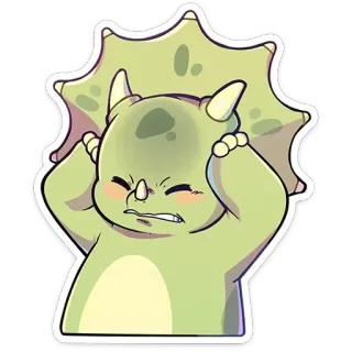 🤯 공룡, 트리케라톱스, 만화, 귀여운, 슬픈, 화난, 스트레스 telegram sticker