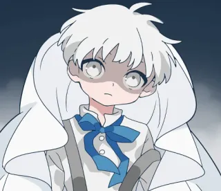 👿 anime, mono, pelo blanco, triste, niño, dibujos animados telegram sticker