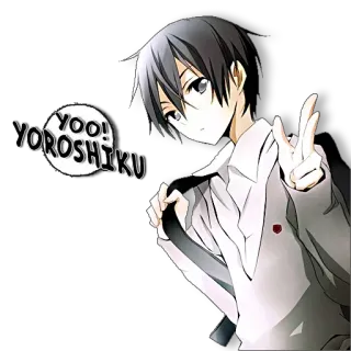 🅰 YOO! YOROSHIKU Anime, Yoroshiku, Saudação, Japonês, Mangá, Personagem telegram sticker