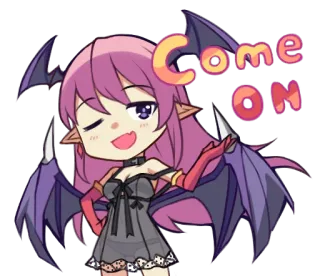😉 Come on Anime, Lucu, Iblis, Gadis, Chibi, Sayap, Setan telegram sticker