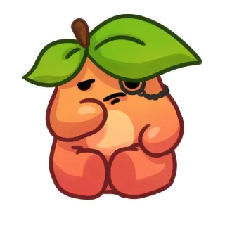 🤔 fruit, monocle, cartoon, sticker, peach, orange, character, leaf telegram sticker
