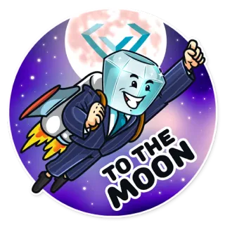 🚀 TO THE MOON cohete, diamante, luna, éxito, finanzas, inversión, dibujos animados whatsapp sticker