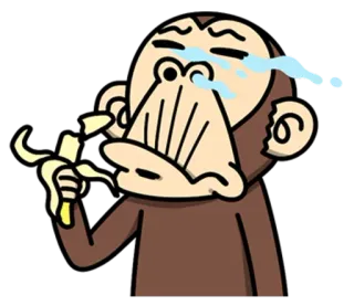 😢 원숭이, 울음, 슬픈, 바나나, 만화, 동물 telegram sticker