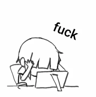 😭 fuck estresado, frustrado, ordenador, insultar, grosería, anime whatsapp sticker