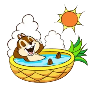 ☀ Chip Chip, Disney, dibujos animados, piña, piscina, relajante, vacaciones, sol, verano telegram sticker