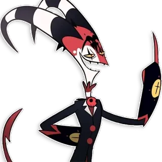 🖕 Blitzo Helluva Boss 꼬마 악마, 악마, 가운데 손가락, 만화, 애니메이션, 불쾌한 telegram sticker