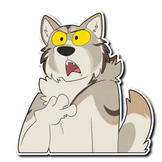 😱 lupo, cartone animato, arrabbiato, infastidito, animale telegram sticker