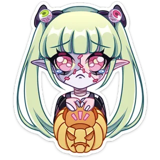 🎃 万圣节, 南瓜, 怪物女孩, 僵尸, 可爱, 动漫, 卡哇伊 whatsapp sticker