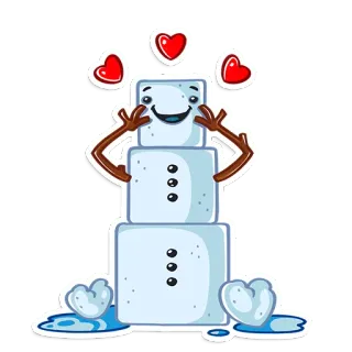 😍 pupazzo di neve, inverno, cuore, amore, carino, cartone animato, ghiaccio, neve telegram sticker