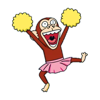 👯‍♀ 猴子, 啦啦队, 绒球, 卡通, 动物 telegram sticker