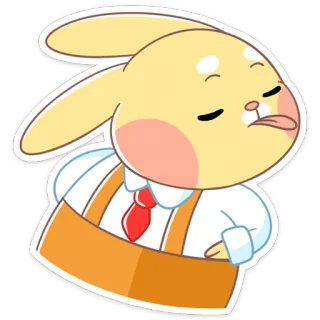 🤪 Hase, Cartoon, Büro, Krawatte, Hosenträger, Lustig, Zunge telegram sticker