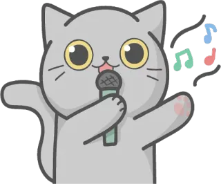 🎶 Katze, Singen, Mikrofon, Musik, Cartoon, süß telegram sticker