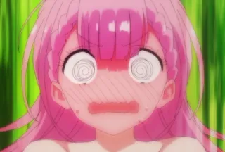 😖 anime, sốc, hoạt hình, tóc hồng, ngạc nhiên, nữ anime telegram sticker