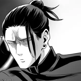 😠 @HAWKS Anime, Manga, Sérieux, Homme, Noir et blanc, Coiffure telegram sticker