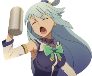 🍺 Aqua Konosuba Anime, Karakter, rambut biru, Aqua, Konosuba, Stiker telegram sticker