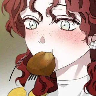 ♠️ donna, cibo, mangiare, arte digitale, ritratto telegram sticker