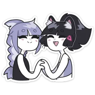 👭 dibujos animados, amigos, lindo, anime, chicas, amistad telegram sticker