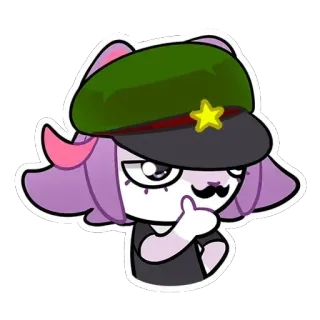 👨‍🦳 cartoon character, purple hair, military hat, star, illustration, sticker, cartoon telegram sticker
